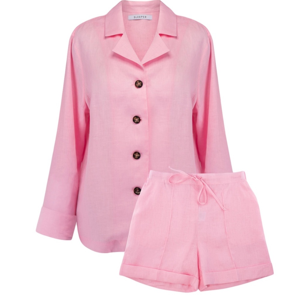 Sleeper linen two piece set pink sz 1